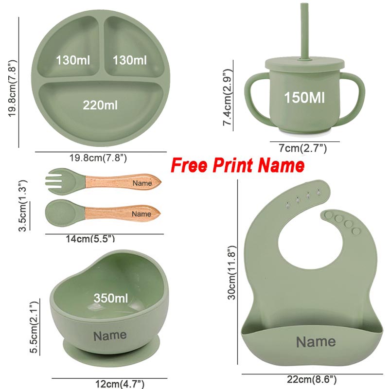 6Pcs Silikonowa zastawa stołow – Baby Food Menu recenzja i cena